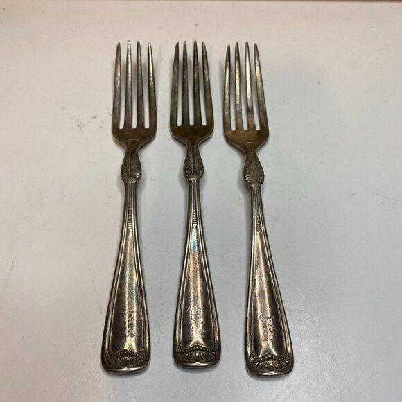 Set Of 3 Antique Gorham Silverplate Luncheon Forks, 1881 Princess Louise - Picture 1 of 9